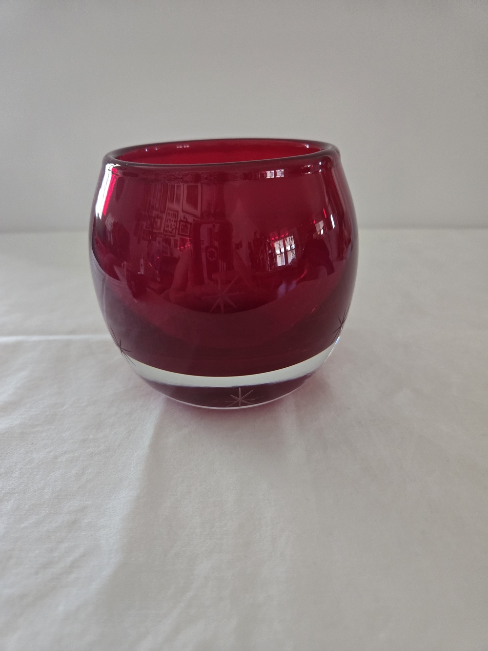 Crate&Barrel Ruby Red Glass Candle Holder